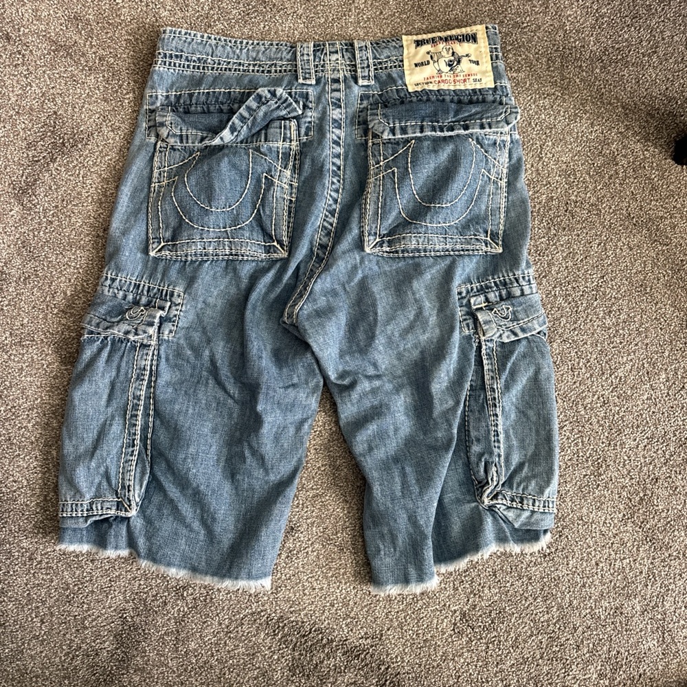 True Religion Blue Cargo Shorts